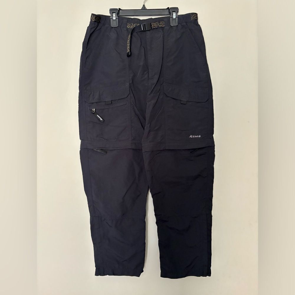 Eastern Mountain Sports Women's SZ 14 Belted Zip Off Hiking Pants Outdoors Black